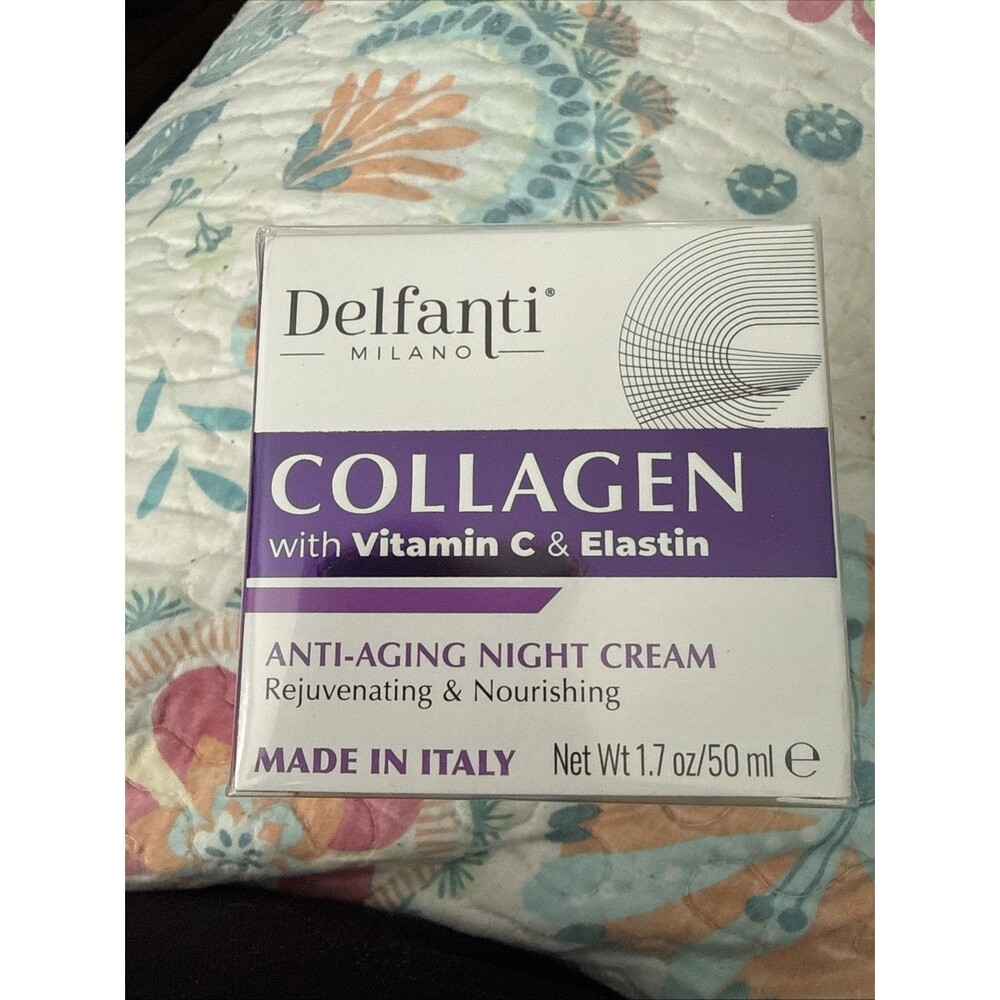 Delfanti Milano Italy Anti-Aging Night Cream Collagen Vitamin C & Elastin 1.7 oz